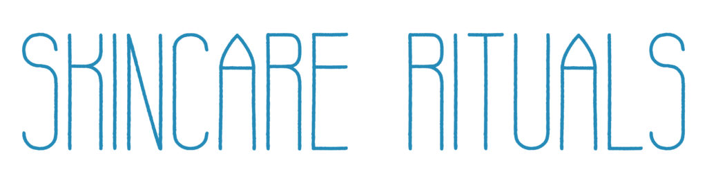 Skincare products in Kurukshetra brand logo Skincare Rituals minimalist thin line font blue on black