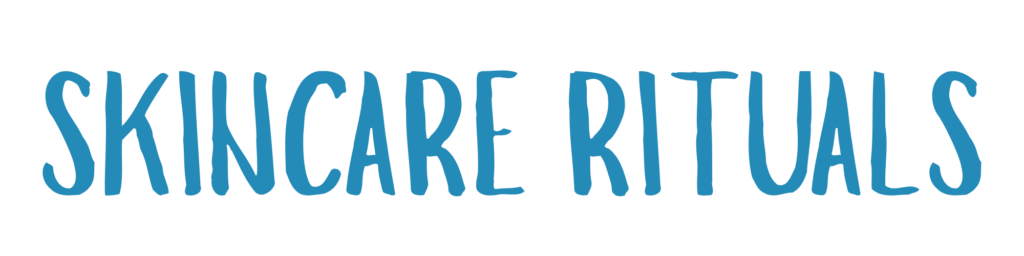 Skincare products in Kurukshetra Skincare Rituals logo bold handwritten style blue text