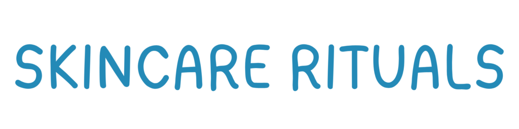 Skincare products in Kurukshetra Skincare Rituals clean sans serif logo blue text on black background