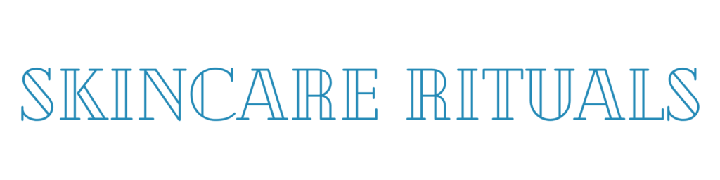Skincare products in Kurukshetra Skincare Rituals elegant serif outline logo thin blue font